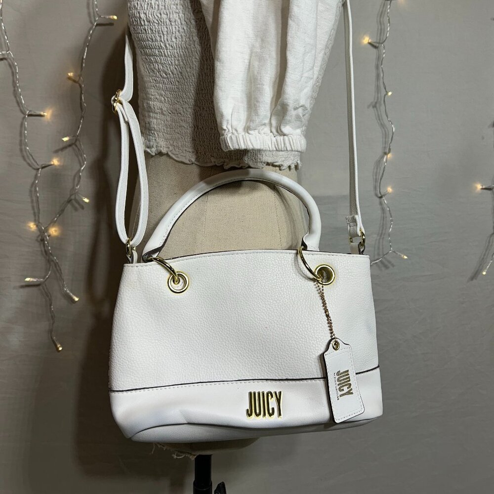 Juicy Couture White Pebbled Faux Leather Cross Body Purse